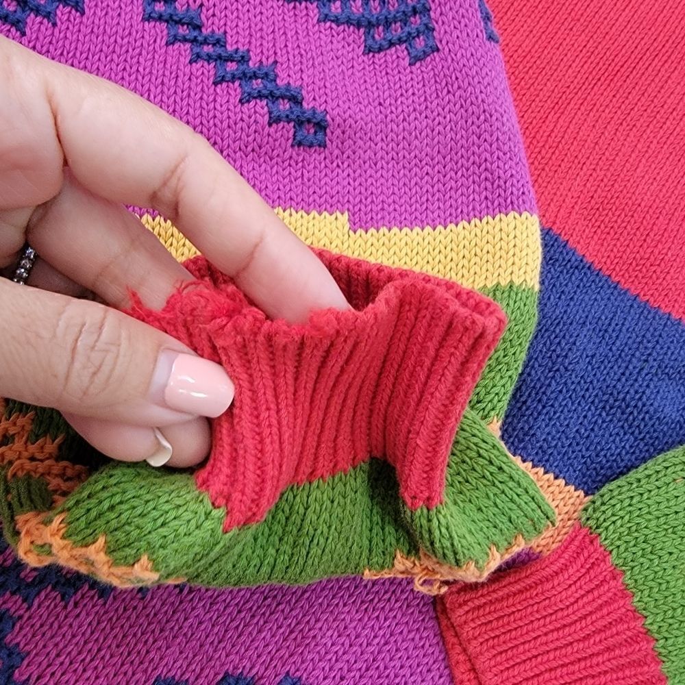 90s Bright Color Block Sweater - Picture 6 of 7